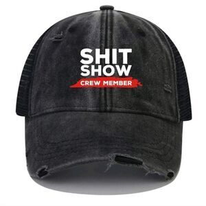 SALE Black Graphic Distressed Baseball Cap Hat Funny Graphics